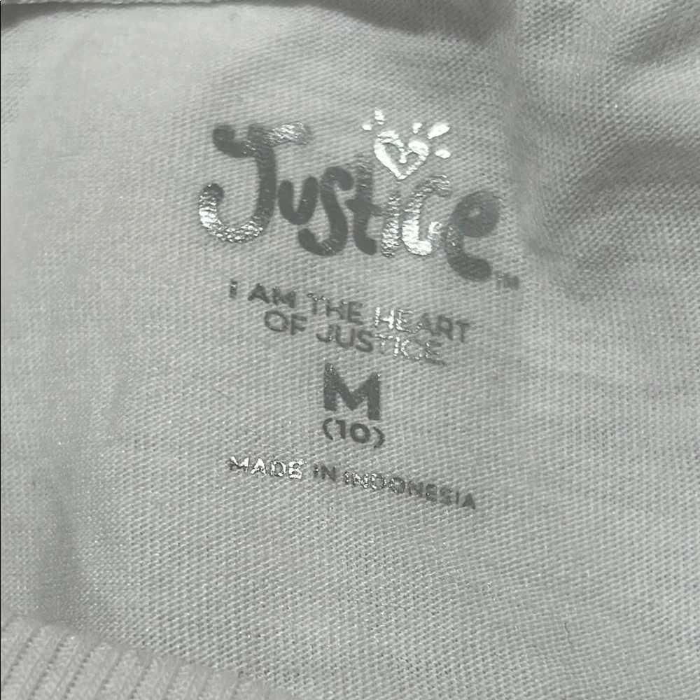 Justice White and Purple Surf Tee Short Sleeve& Green shorts SET size 10 GUC